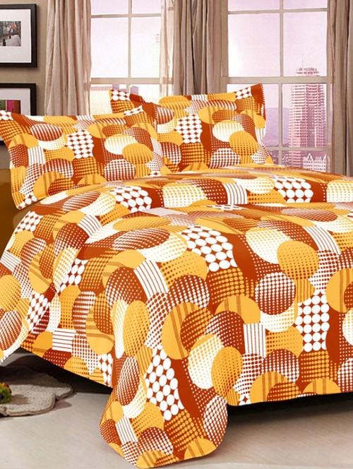 valtellina contemporary yellow cotton double bed sheet with 2 pillow cover - tc-250 - 10458950 - Very Small Image - 1