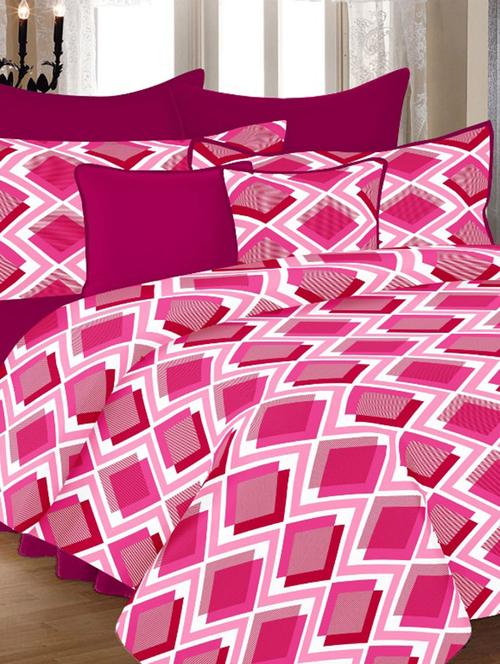 valtellina geometrical maroon cotton double bed sheet with 2 pillow cover - tc-250 - 10458970 - Very Small Image - 1
