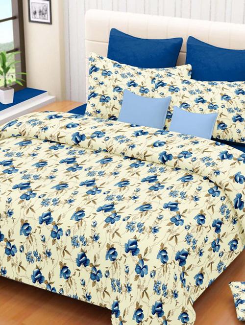 valtellina floral white cotton double bed sheet with 2 pillow cover - tc-250 - 10458980 - Very Small Image - 1