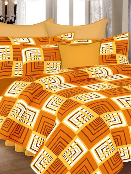 valtellina damask brown cotton double bed sheet with 2 pillow cover - tc-250 - 10458987 - Very Small Image - 1