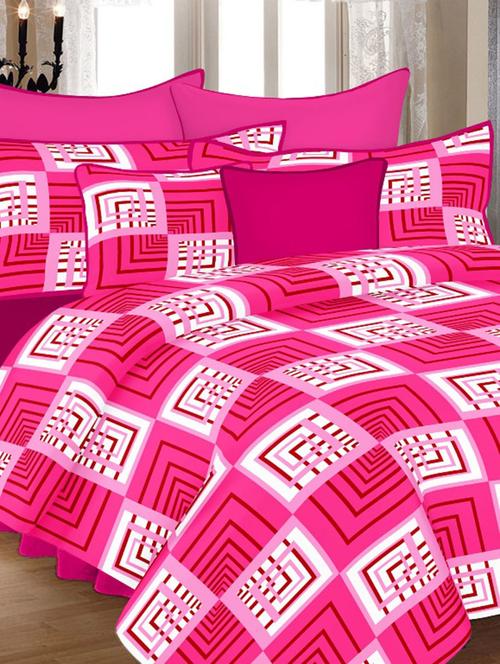 valtellina damask pink cotton double bed sheet with 2 pillow cover - tc-250 - 10458988 - Very Small Image - 1