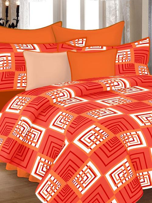valtellina damask red cotton double bed sheet with 2 pillow cover - tc-250 - 10458989 - Very Small Image - 1