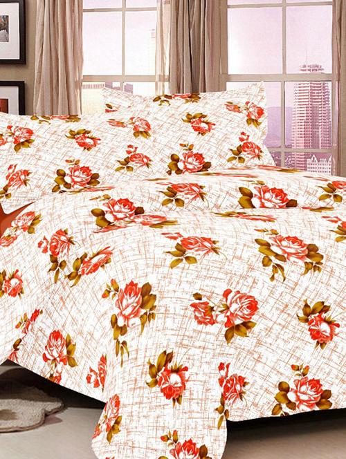 valtellina floral brown cotton double bed sheet with 2 pillow cover - tc-250 - 10458992 - Very Small Image - 1