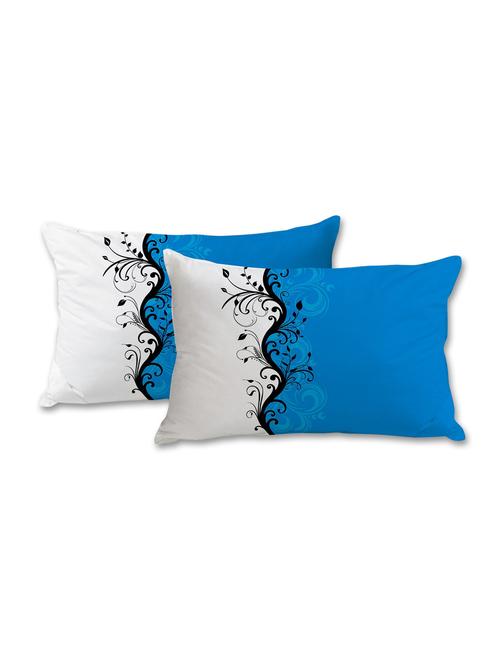 white and blue artistic print pillow cover - 10462191 - Very Small Image - 1