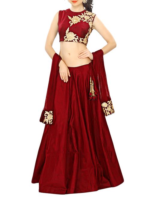red silk blend lehenga - 10462848 - Very Small Image - 1