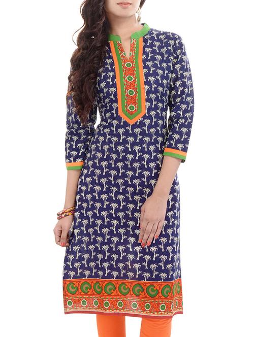 blue cotton kurti - 10463380 - Very Small Image - 1