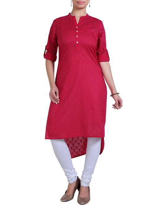 pink color cotton high low kurta - 10467306 - Very Small Image - 1