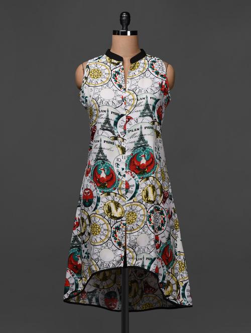 multicolor graphic printed polycrepe kurti - 1046740 - Very Small Image - 1