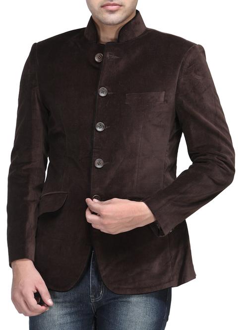 brown velvet casual blazer - 10476315 - Very Small Image - 1