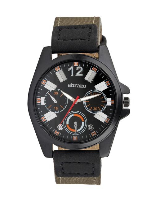 black colored leatherette chronograph sports watch - 10484769 - Very Small Image - 1