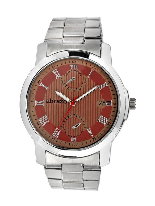 maroon colored metal alloy chronograph watch with date display - 10484795 - Very Small Image - 1