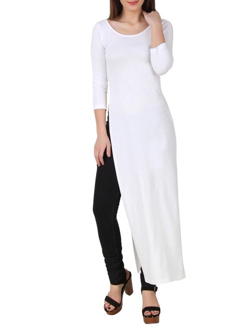 white pure cotton long tunic - 10485211 - Very Small Image - 1