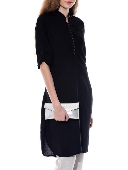 silver leatherette (pu) envelope clutch - 10490785 - Very Small Image - 1