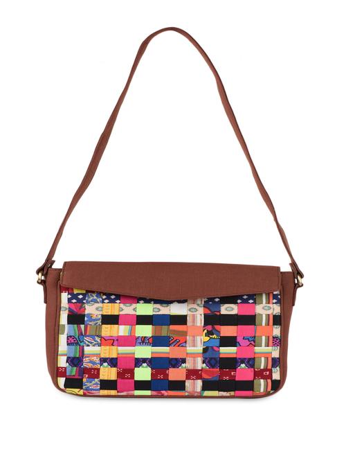brown weaved multicolored cotton sling bag - 1049358 - Very Small Image - 1