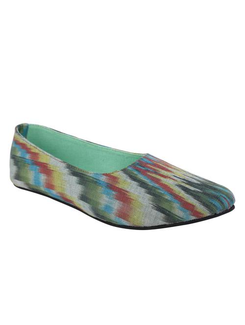paaduks multicoloured ikkat cotton ballerinas - 10500332 - Very Small Image - 1