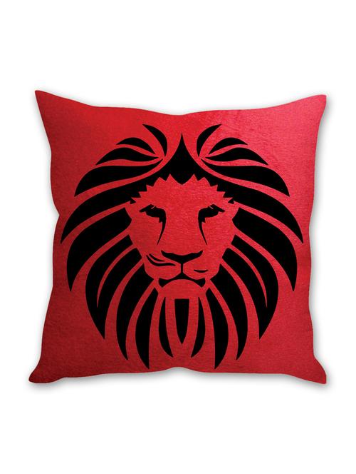 lion face printed red velvet cusion cover - 10509274 - Very Small Image - 1