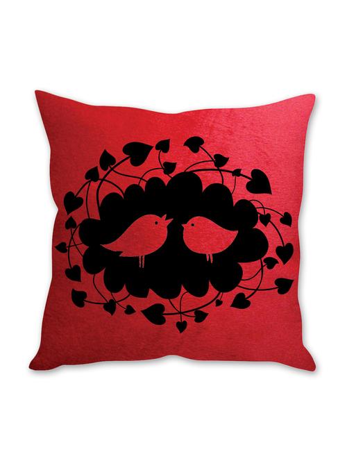love birds printed red velvet cusion cover - 10509277 - Very Small Image - 1