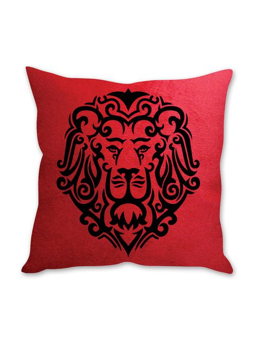 lion face art printed red velvet cusion cover - 10509298 - Very Small Image - 1