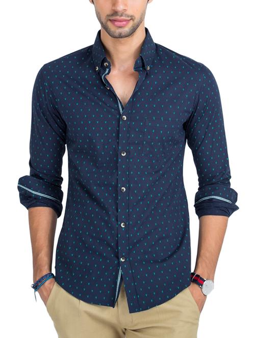 blue cotton casual shirt - 10513331 - Very Small Image - 1