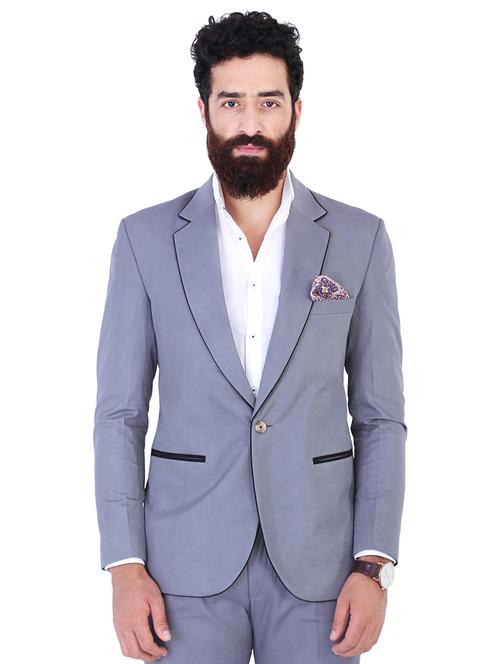 grey cotton formal jacket - 10513601 - Very Small Image - 1