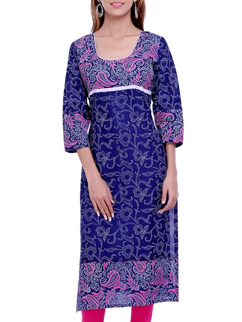 royal blue cotton straight kurta - 10516951 - Very Small Image - 1