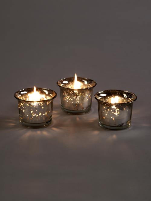 metallic silver glass candle/tealight holder - 1052436 - Very Small Image - 1
