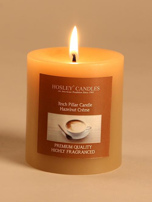 hazelnut crã¨me scented  pillar candle - 1052500 - Very Small Image - 1