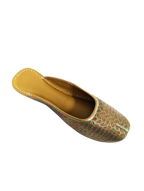 multi coloured silk brocade slip on juttis - 10526273 - Very Small Image - 1