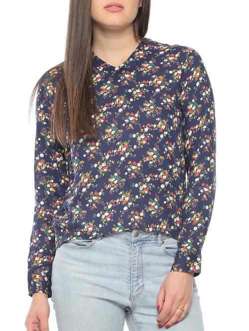 navy blue viscose regular top - 10528166 - Very Small Image - 1