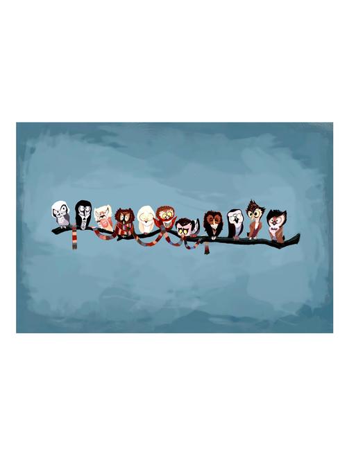 crazy owls on branch poster - 10539906 - Very Small Image - 1