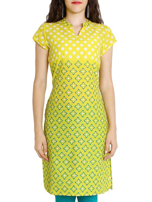 yellow,blue,white cotton kurta - 10544147 - Very Small Image - 1