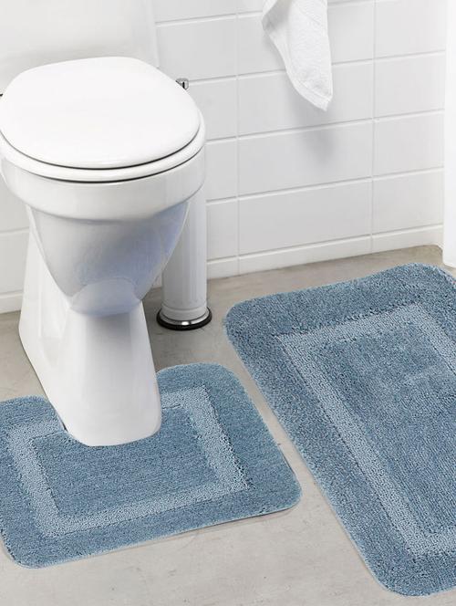 lushomes ultra soft microfiber polyester silver regular bath mat set (1 pc bathmat + 1 pc contour) - 10549562 - Very Small Image - 1