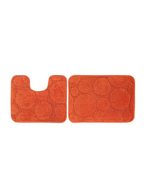 lushomes ultra soft cotton carrot orange regular bath mat set (1 pc bathmat + 1 pc contour) - 10549606 - Very Small Image - 1