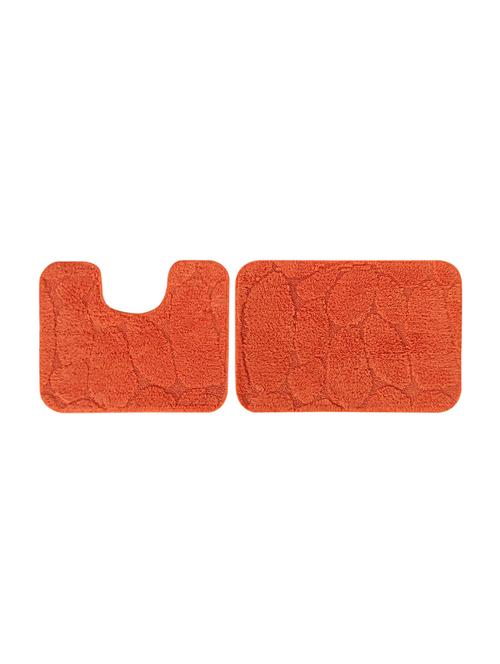 lushomes ultra soft cotton carrot orange regular bath mat set (1 pc bathmat + 1 pc contour) - 10549607 - Very Small Image - 1