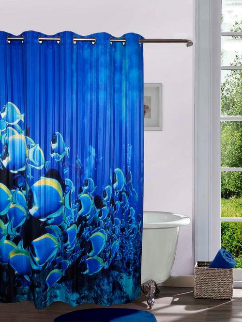 lushomes digitally printed coral shower curtain with 10 eyelets - 10550678 - Very Small Image - 1