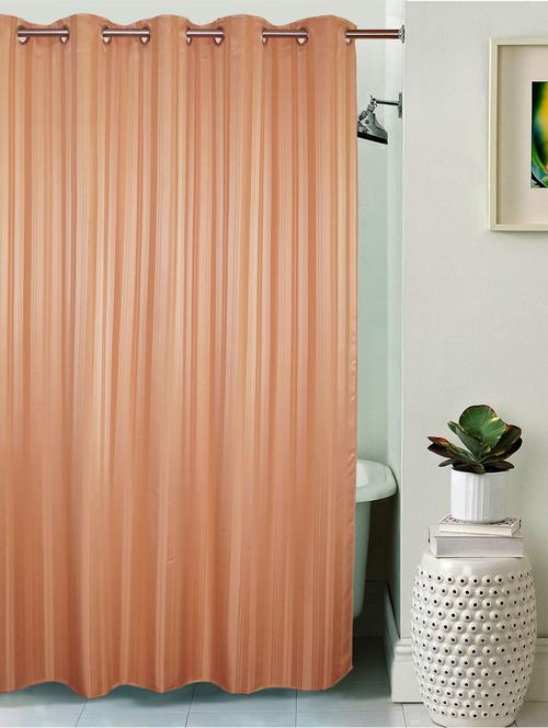 lushomes unidyed almost apricot polyester shower curtain with 10 eyelets - 10550693 - Very Small Image - 1