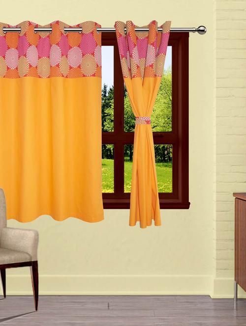 lushomes spiral printed bloomberry cotton curtains with 8 eyelets & printed tiebacks for windows (single pc) - 10550723 - Very Small Image - 1