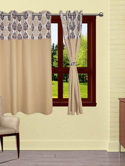 lushomes earth printed bloomberry cotton curtains with 8 eyelets & printed tiebacks for windows (single pc) - 10550730 - Very Small Image - 1