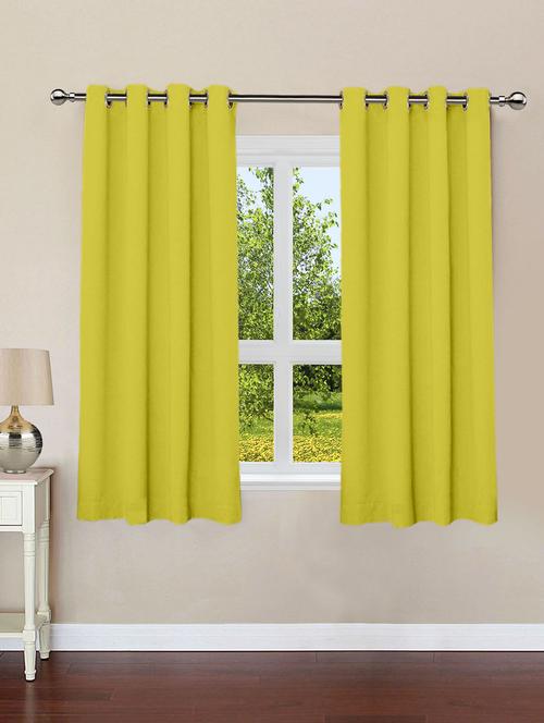 lushomes palm plain cotton curtains with 8 eyelets & plain tiebacks for windows - 10550821 - Very Small Image - 1