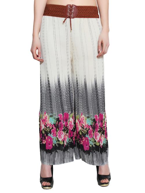 white georgette palazzos - 10551138 - Very Small Image - 1