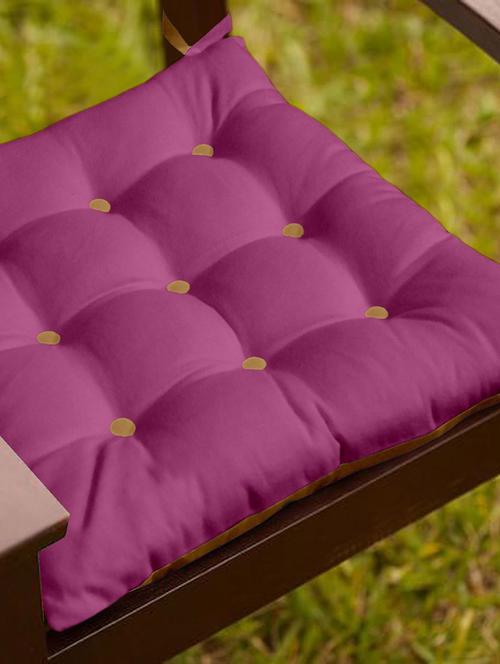 lushomes half panama bi-color bordeaux and sand  chair cushion with 9+9 buttons and 4 strings - 10551830 - Very Small Image - 1