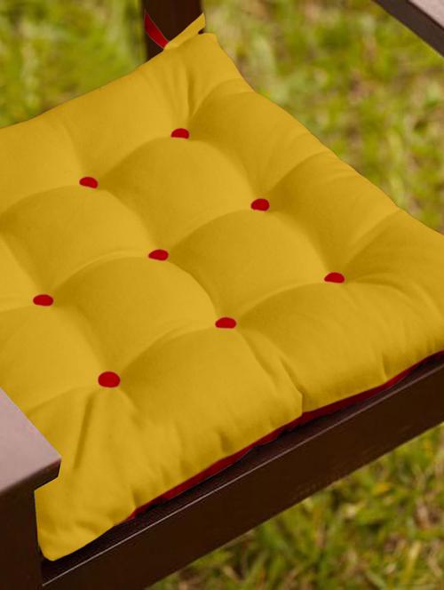 lushomes half panama bi-color lemon chrome and tomato chair cushion with 9+9 buttons and 4 strings - 10551833 - Very Small Image - 1