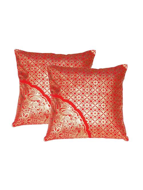 lushomes red cushion covers with gold foil print (pack of 2) - 10551864 - Very Small Image - 1