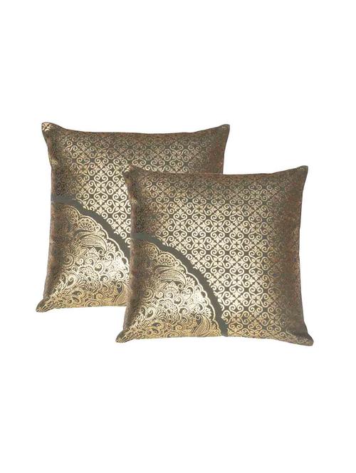 lushomes green cushion covers with gold foil print (pack of 2) - 10551865 - Very Small Image - 1