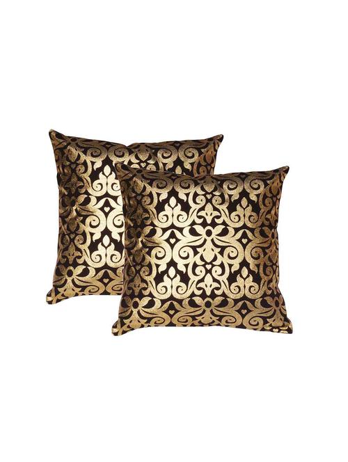 lushomes black cushion covers with gold foil print (pack of 2) - 10551867 - Very Small Image - 1