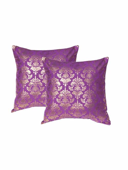lushomes violet cushion covers with gold foil print (pack of 2) - 10551878 - Very Small Image - 1