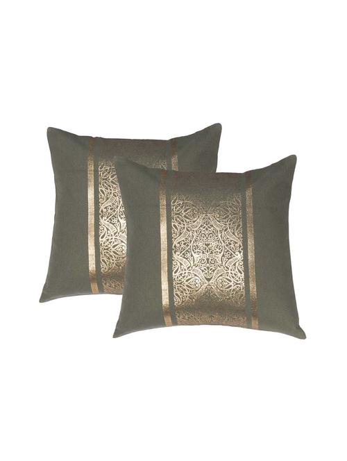 lushomes green cushion covers with gold foil print (pack of 2) - 10551893 - Very Small Image - 1