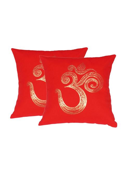 lushomes red cushion covers with gold foil print (pack of 2) - 10551896 - Very Small Image - 1