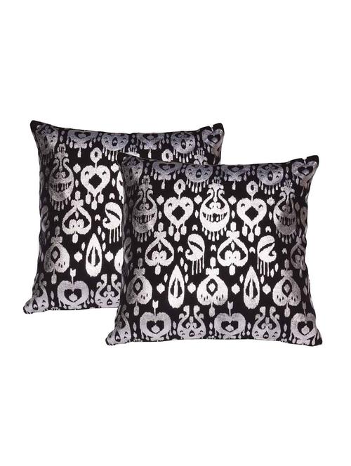 lushomes black cushion covers with silver foil print (pack of 2) - 10551903 - Very Small Image - 1