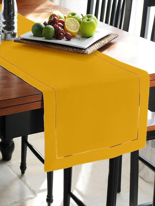 lushomes lemon chrome unidyed holestitch runner with 3 cms hemmed (double border) holestitch on all 4 sides - 10552152 - Very Small Image - 1